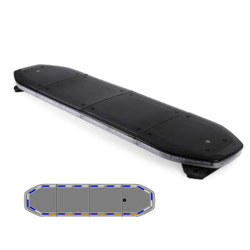 [RDN122-BL-FULL-DAKCON] Raiden Barra di segnalazione a LED  | 122 cm | full option | connettore a tetto | blu